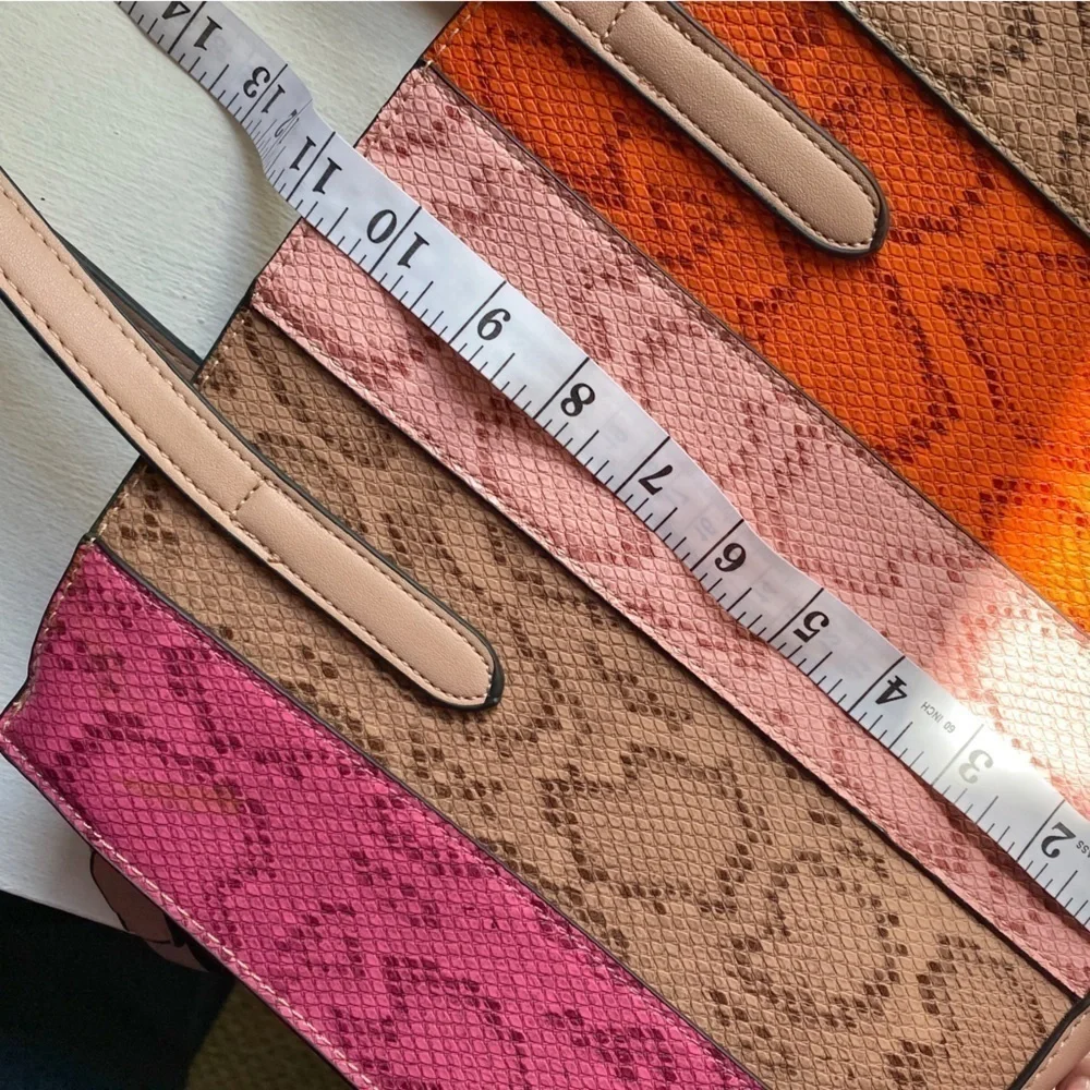 MultiColored Alligator Print Tote Bag with Straps with Detachable Long Strap